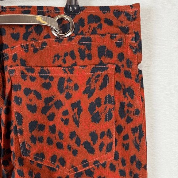 NEW! MAIOU The Tommy Pant in Red Leopard Print with Silver Belt Size 27 - Picture 8 of 15
